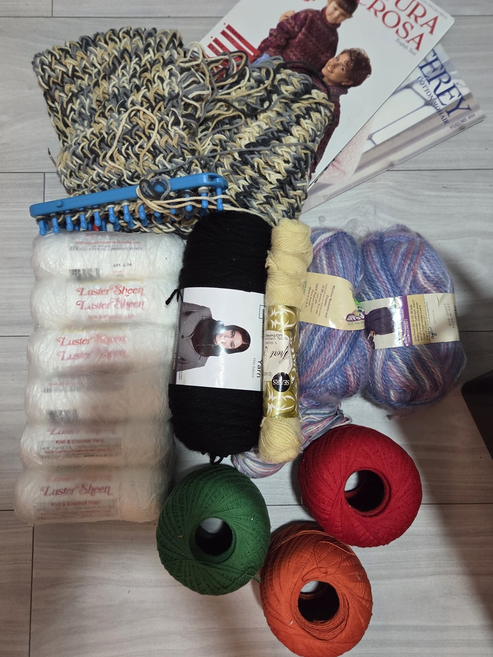 Assorted Yarn Bundle with Loom Hook and Pattern Book